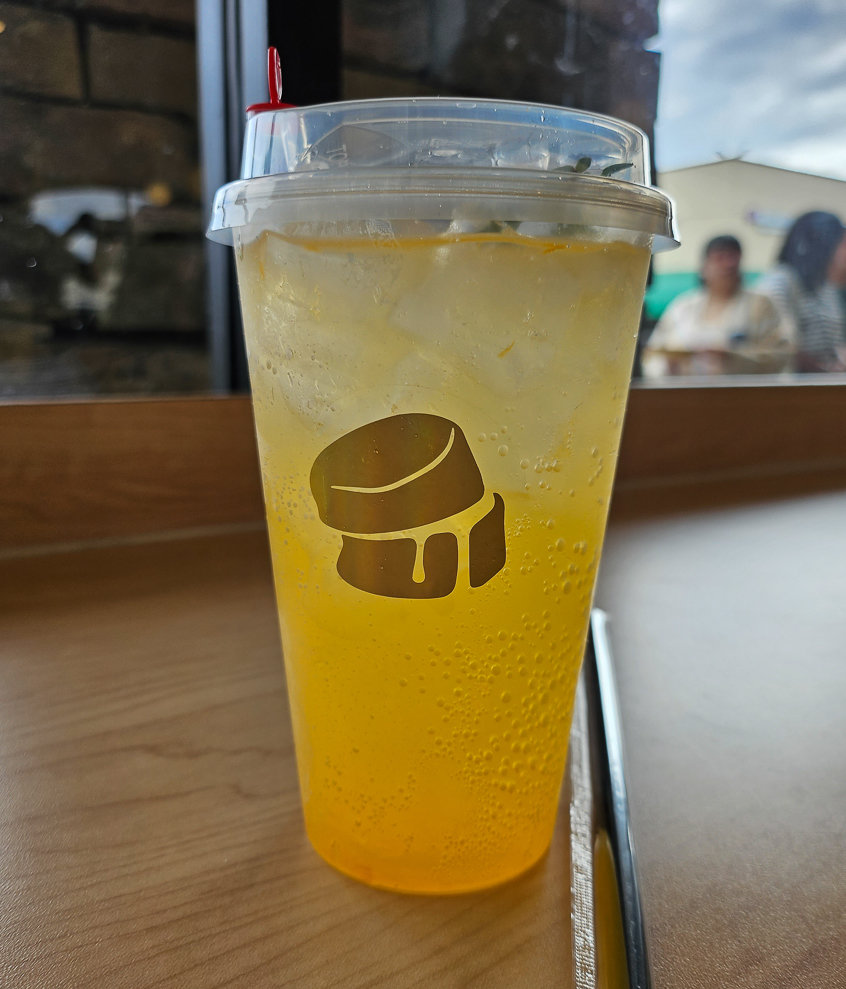 passionfruit refresher in clear cup